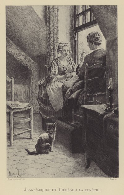 Jean-Jacques i Therese przy oknie (grawiura) autorstwa Maurice Leloir