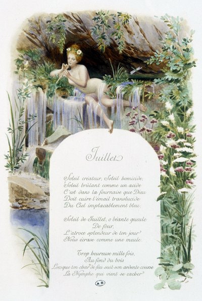Lipiec „”Pieśń miesiąca”” Jérôme Doucet, ilustracja - Maurice Leloir, ed. Reims 1904. L. Michaud autorstwa Maurice Leloir