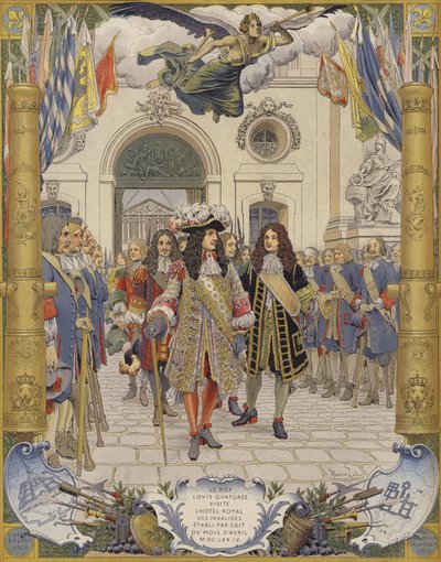 Król Ludwik XIV i otwarcie Hotelu Royal Des Invalides autorstwa Maurice Leloir