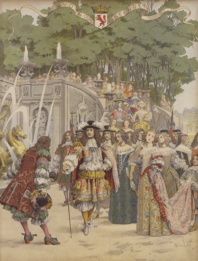 Nicolas Fouquet odbiera króla Ludwika XIV w Vaux autorstwa Maurice Leloir
