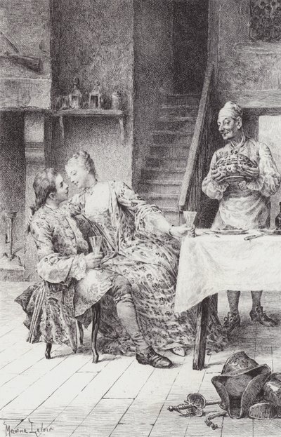 Scena z Manon Lescaut (rycina) autorstwa Maurice Leloir