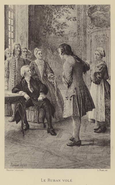 Skradziona wstążka (grawiura) autorstwa Maurice Leloir