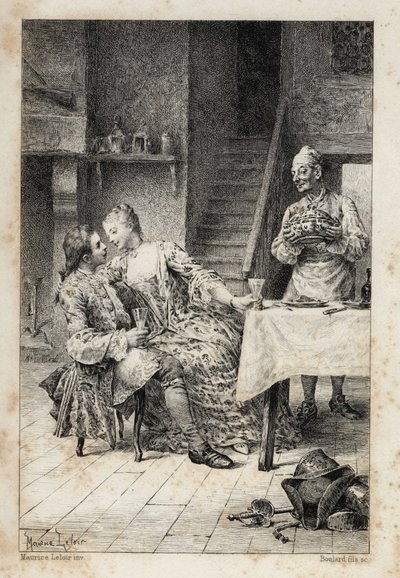 w „Historii Manon Lescaut i kawalera Des Grieux” Abbe Prevosta (1697-1763), pisarza francuskiego. Grawerowanie według rysunków Maurice