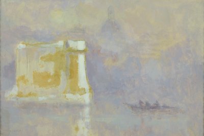 Biały stos otoczony mgłą (akwarela na papierze) autorstwa Maurice Louvrier