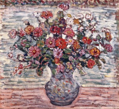 Blumen in einer Vase (Zinnien) autorstwa Maurice Prendergast
