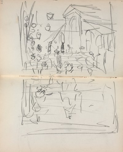 Włoski szkicownik: Most z figurami (strona 209 i 210) autorstwa Maurice Prendergast