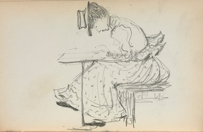 Włoski szkicownik: Siedząca kobieta (strona 107) autorstwa Maurice Prendergast