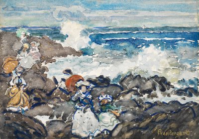 Skały, fale i figury autorstwa Maurice Prendergast