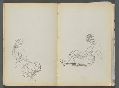 Szkicownik - The Granite Shore Hotel, Rockport, strona 042 i 43: Dwie siedzące postacie kobiece autorstwa Maurice Prendergast
