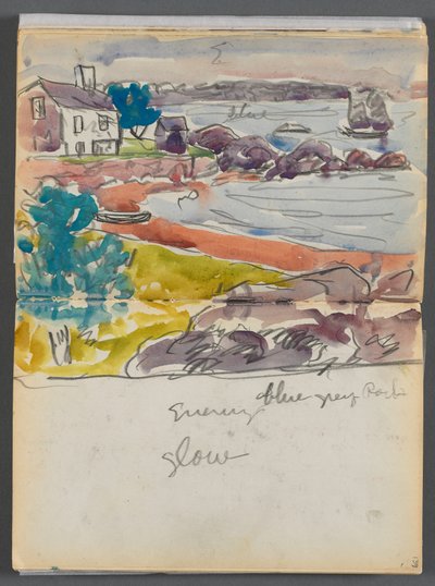 Szkicownik - The Granite Shore Hotel, Rockport, strona 138 i 139: "Wieczorny blask" autorstwa Maurice Prendergast