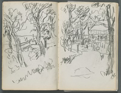 Szkicownik, The Dells, nr 127, strona 004 i 5: Krajobraz autorstwa Maurice Prendergast