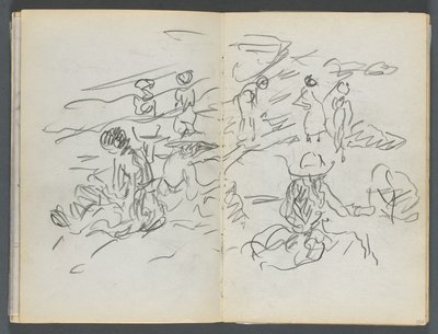 Szkicownik, The Dells, nr 127, strony 100 i 101: Postacie na plaży autorstwa Maurice Prendergast