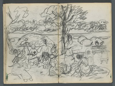 Szkicownik, The Dells, nr 127, strony 116 i 117: Postać na tle krajobrazu autorstwa Maurice Prendergast