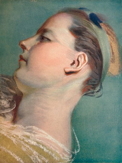 Pochylona głowa, c1752 autorstwa Maurice Quentin de La Tour