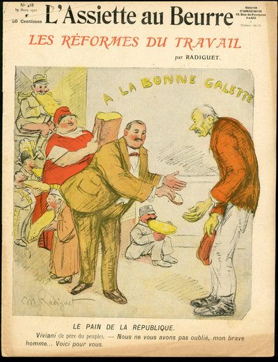 Okładka „L’Assiette au Beurre”, numer 468, w kolorze satyrycznym autorstwa Maurice Radiguet