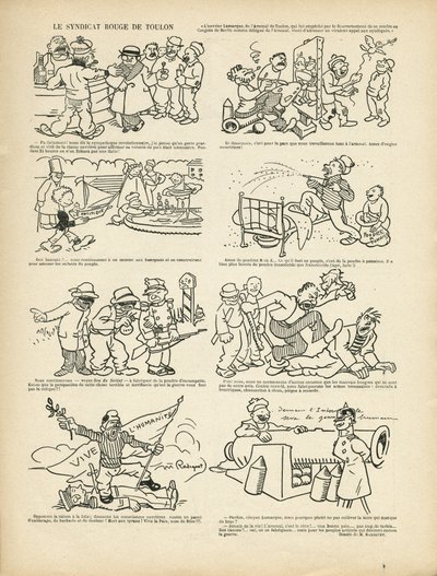 Ilustracja Maurice Radigueta (1866-1941) w Le Rire, 21.12.12 - Le syndicrouge de Toulon - Syndicalism, Toulon autorstwa Maurice Radiguet