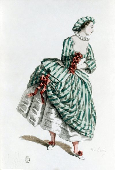 Kostium i maska Colombine (corallina) z 1855 roku, postać kobieca w komedii dell