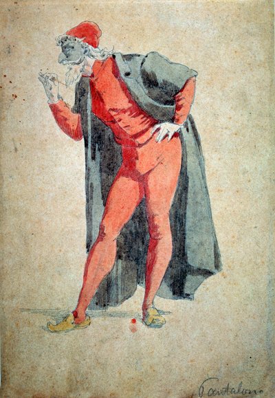 Kostium i postać teatralna: Pantalone (Spodnie, lekarz) Z „”Masek i błaznów” (komedia włoska lub Commedia dell
