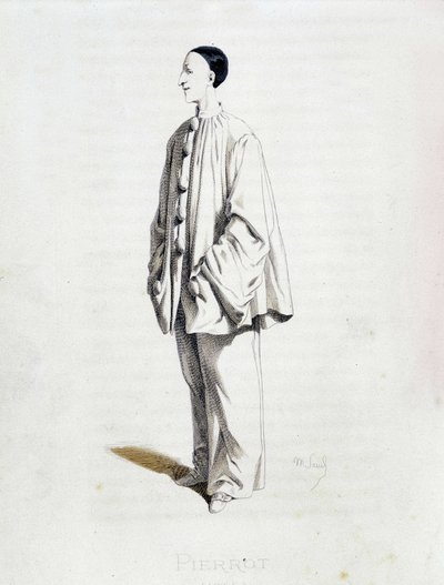 Pierrot z „”Masques et bouffons”” (komedia włoska), tekst i rysunki Maurice Sand, akwaforty A. Manceau, przedmowa Georges Sand, Paryż, Michel Lévy Frères autorstwa Maurice Sand