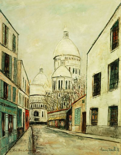Sacre-Coeur de Montmartre (Rue du Chevalier de la Barre a Montmartre), ok. 1935 r. (olej na płótnie) autorstwa Maurice Utrillo