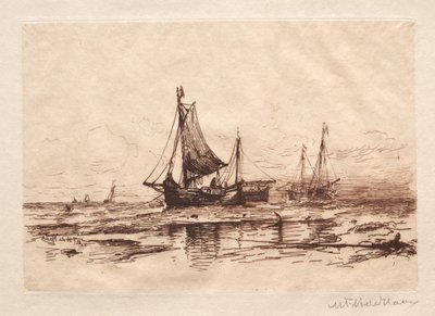 Łodzie rybackie na plaży w Scheveningen autorstwa Maurits Frederik Hendrik De Haas
