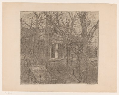 Drzewa wokół domu Ogród w Amsterdamie (tytuł oryginalny) autorstwa Maurits van der Valk (signed by artist)