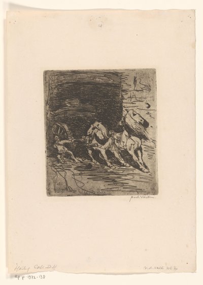 Konie z wozem Kariera (tytuł oryginalny) autorstwa Maurits van der Valk (signed by artist)