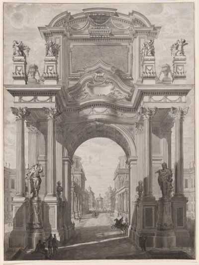 Architektoniczne Capriccio z łukiem triumfalnym autorstwa Maurizio Pedetti