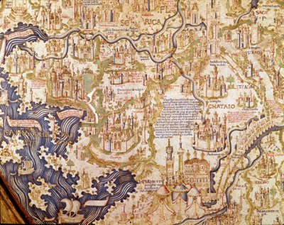 Widok Chin (Cambaluc, obecnie Pekin) Szczegóły mapy świata (mappamundi) brata Maurusa (Mauro) Kamedułów 1459 (mapa) autorstwa Mauro Fra