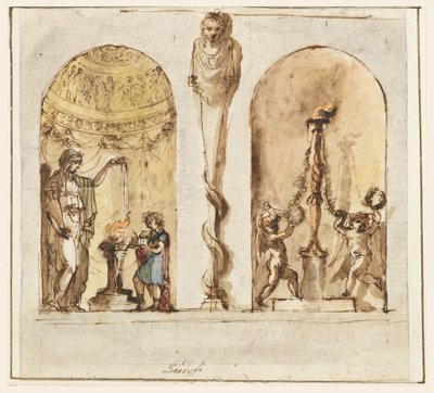Rysunek, malowana dekoracja ścienna, 1800-1830 autorstwa Mauro Gandolfi