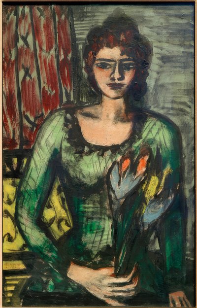 Portret Quappi w zielonym swetrze autorstwa Max Beckmann