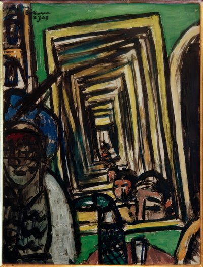 Wnętrze kawiarni z lustrem do gry autorstwa Max Beckmann