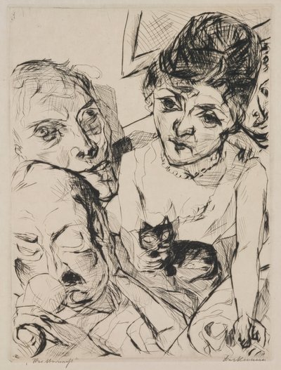 Wieczór (Autoportret z Battenbergami), tablica 10 z teki „Twarze” autorstwa Max Beckmann