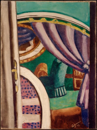 Fioletowe wnętrze (zielony fotel) autorstwa Max Beckmann
