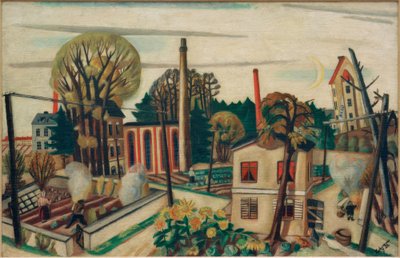 Krajobraz pod Frankfurtem, z fabryką autorstwa Max Beckmann