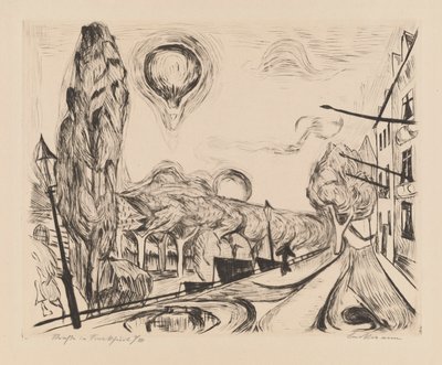 Krajobraz z balonem autorstwa Max Beckmann
