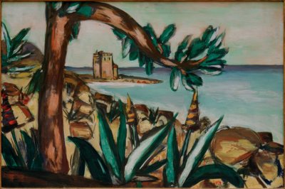 Pejzaż morski ze starym zamkiem i agawami autorstwa Max Beckmann