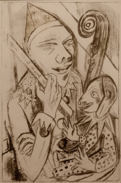 Pierrot z maską autorstwa Max Beckmann