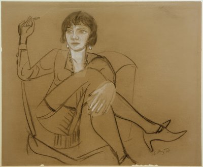 Quappi, palący w fotelu klubowym autorstwa Max Beckmann