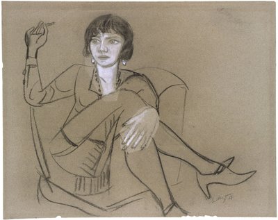 Quappi w klubowym fotelu, paląca autorstwa Max Beckmann