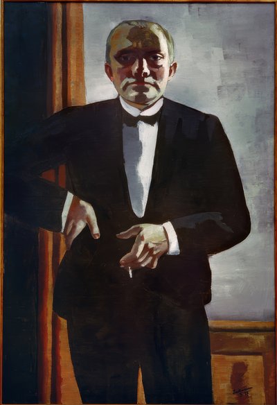 Self-portrait w marynarce obiadowej autorstwa Max Beckmann