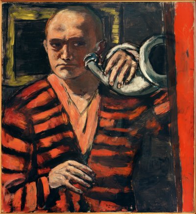 Autoportret z rogiem autorstwa Max Beckmann