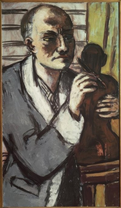 Autoportret z szarym szlafrokiem autorstwa Max Beckmann