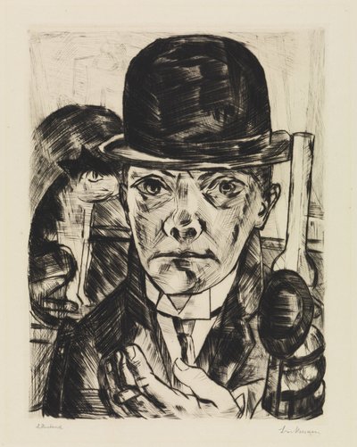Autoportret w sztywnym kapeluszu autorstwa Max Beckmann