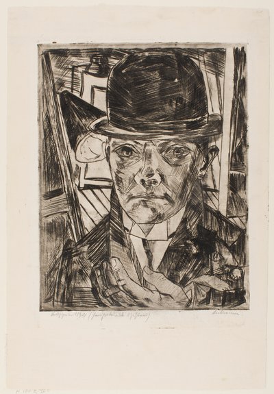 Autoportret w meloniku autorstwa Max Beckmann