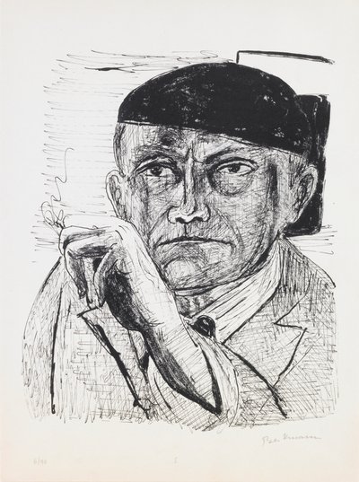 Autoportret, płyta 1 z teki „Dzień i sen” autorstwa Max Beckmann