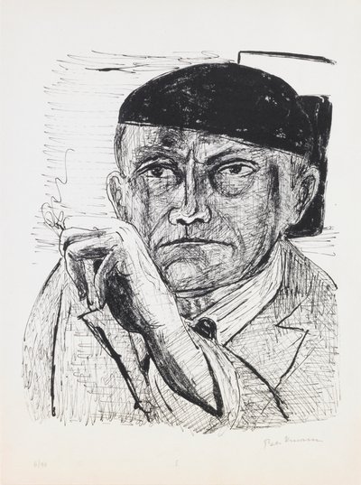 Autoportret, płyta 1 z teki „Dzień i sen” autorstwa Max Beckmann
