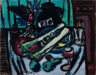 Martwa natura z butelką Chianti i selerem autorstwa Max Beckmann