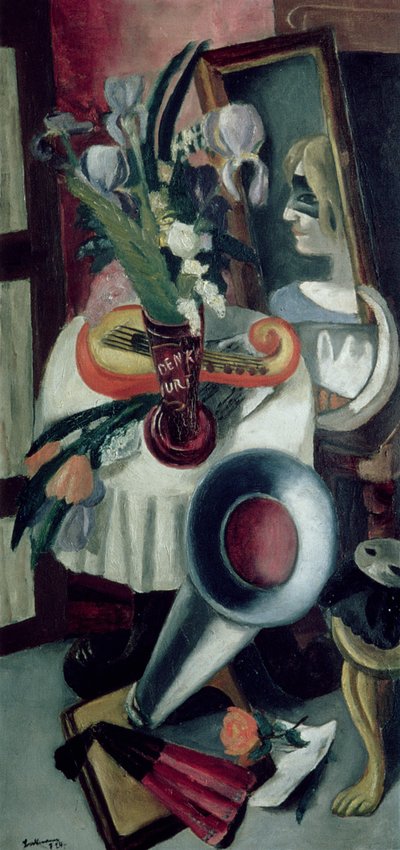 Martwa natura z gramofonem i irysami autorstwa Max Beckmann