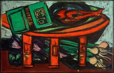 Martwa natura z zieloną książką i rzodkiewkami autorstwa Max Beckmann